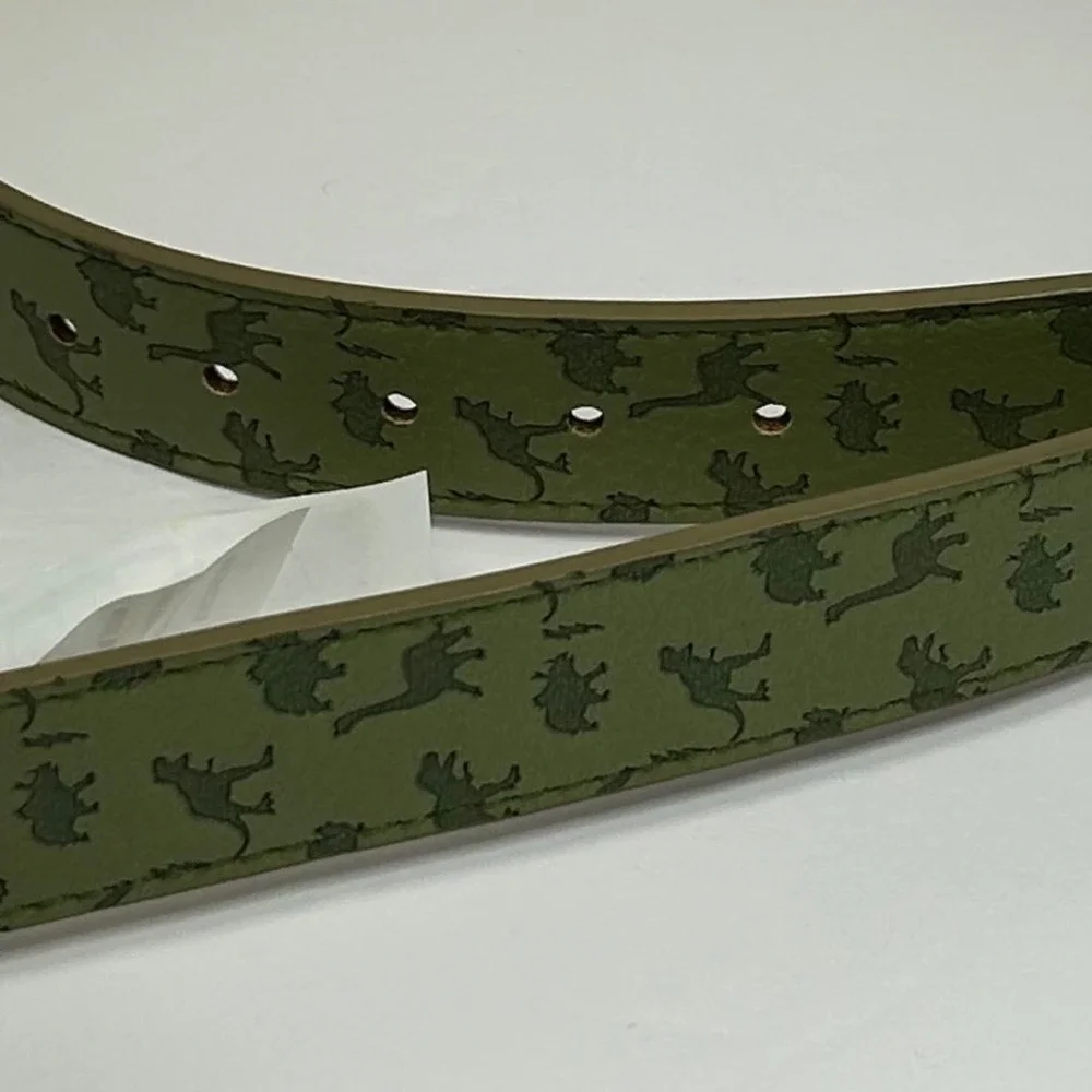Wonder‎ Nation Boys Dinosaur Print Belt Olive Green Silver Buckle Size Medium